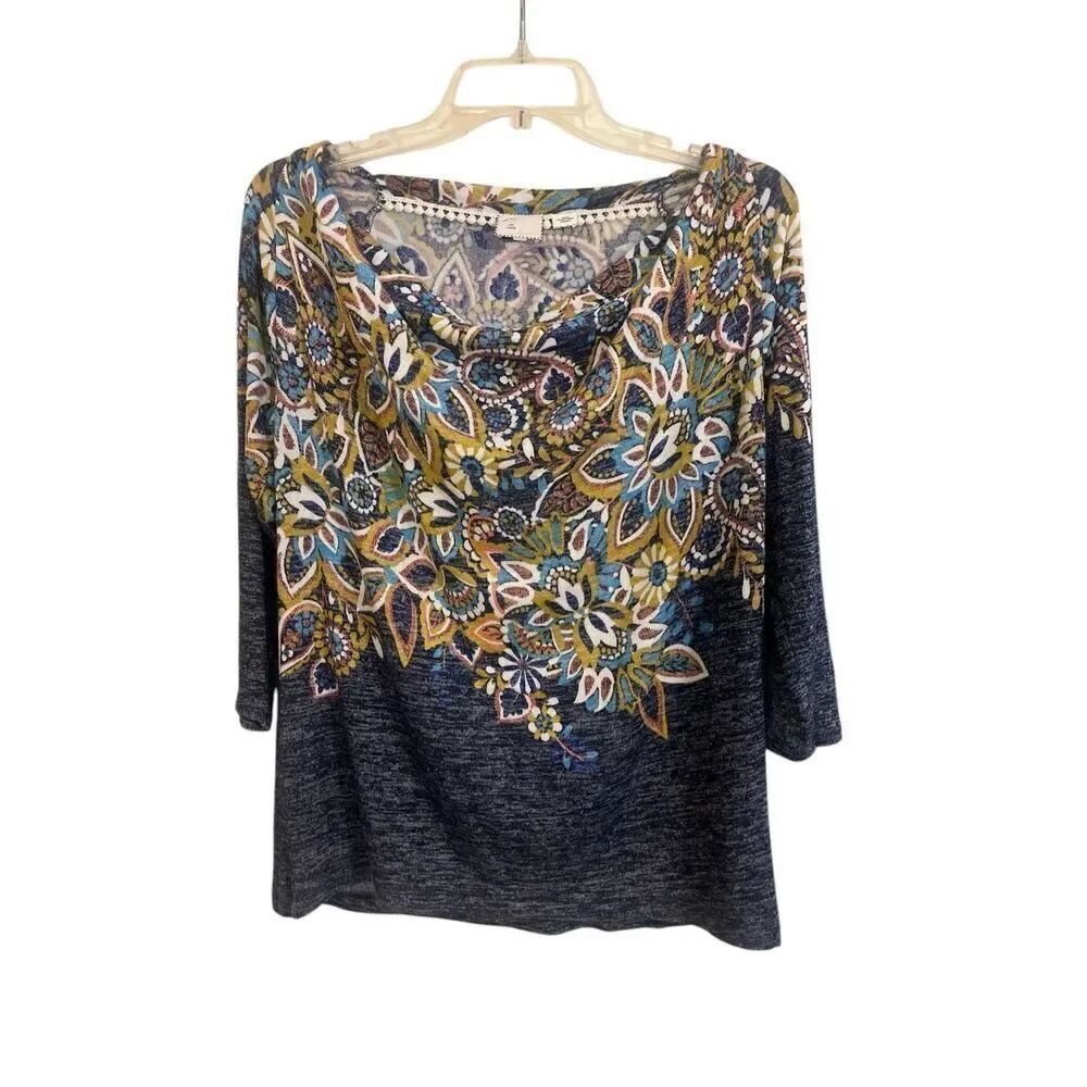 Anthropologie 9-H15-StCl Jacaranda knit floral top sz Large